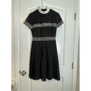 Vintage Herman Marcus Dress X-Small Black Embroidered 1950s Old Money Mad Men